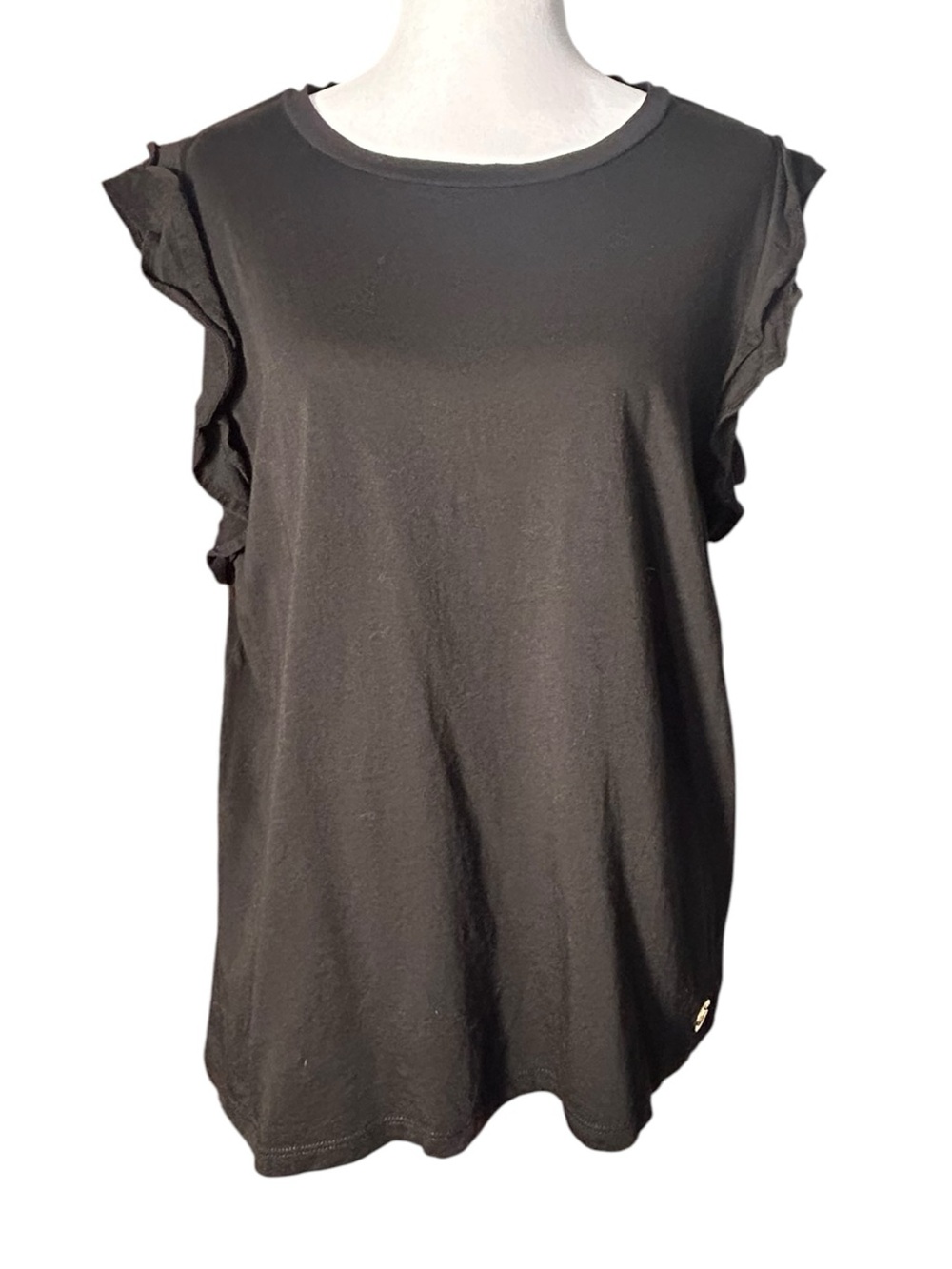 MICHAEL Michael Kors Ruffle Sleeve Top Black XL